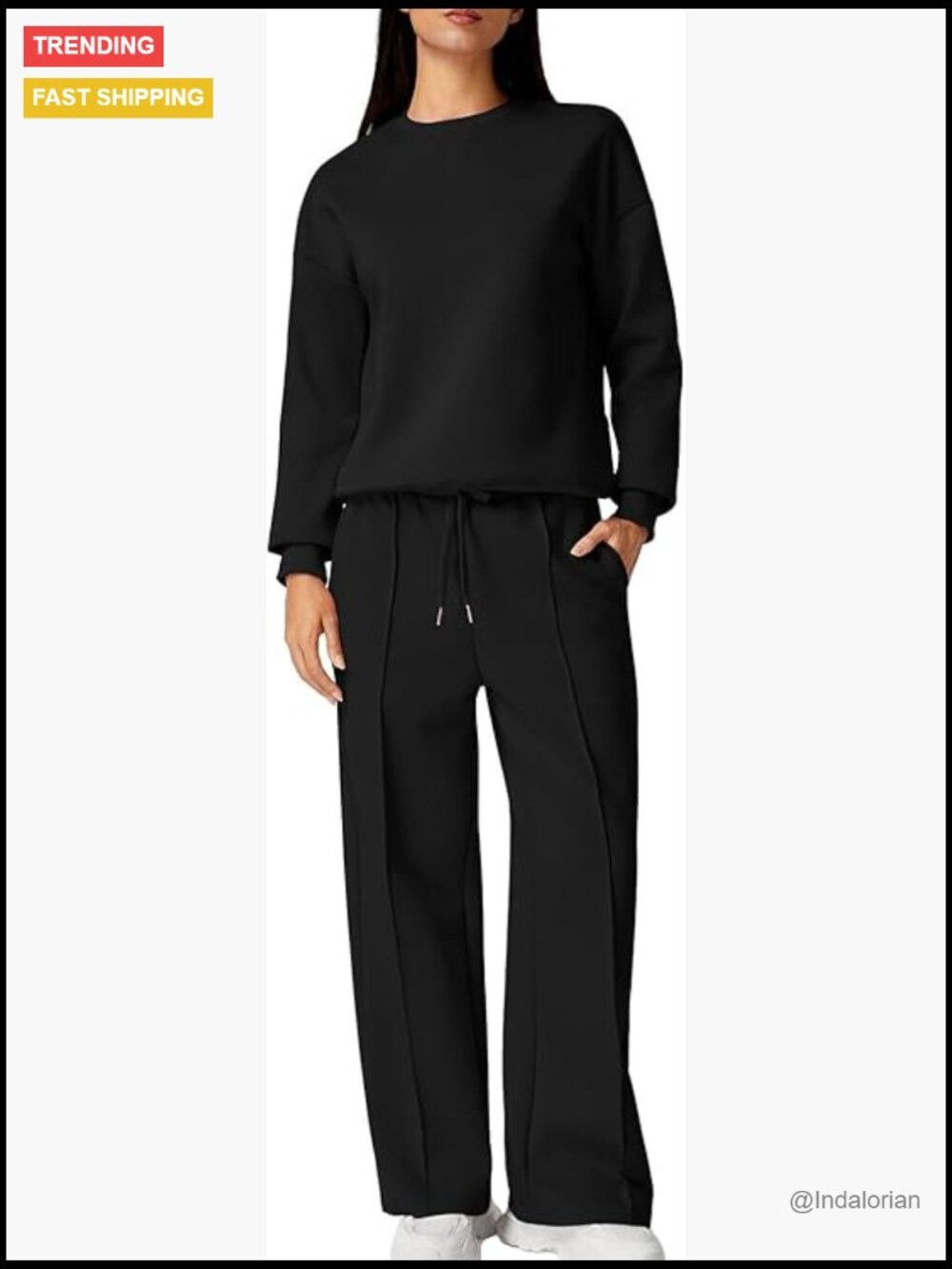 Long Sleeve Pullover Sweatshirt Wide Leg Sweatpant 2 Piece Set